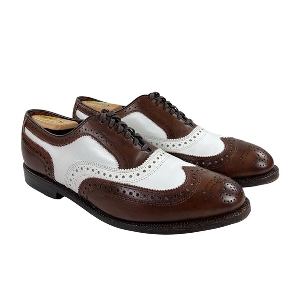Allen Edmonds Broadstreet Spectator Wingtip Oxford Shoes Mens 9 E Brown White - Picture 1 of 12